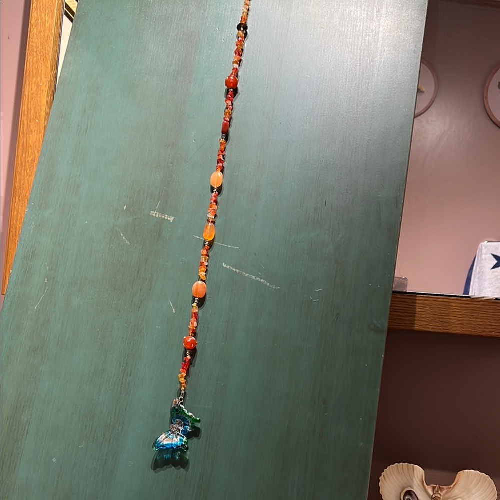 Colorful Beaded Sun Catcher with Butterfly Pendant